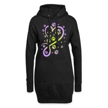 Herz mit Pfötchen und Sternen - Hoodie-Kleid - Schwarz - Vorne