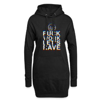 f travail laisse rave EDM fête citation techno danse - Sweat-shirt à capuche long Femme - noir - Devant