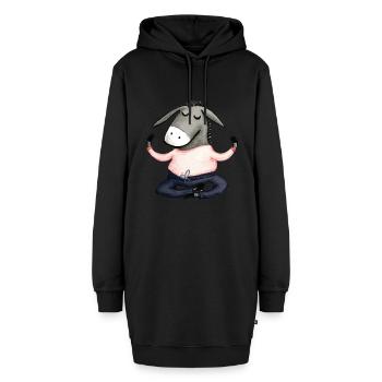 Yoga Esel altrosa - Hoodie-Kleid - Schwarz - Vorne - AI Model Female 172 light (172cm)