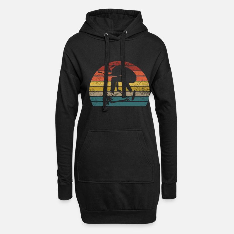Scooter Tretroller Stunt E-Roller retro Geschenk - Hoodie-Kleid - Schwarz