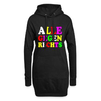Alle gegen rechts - Hoodie-Kleid - Schwarz - Vorne