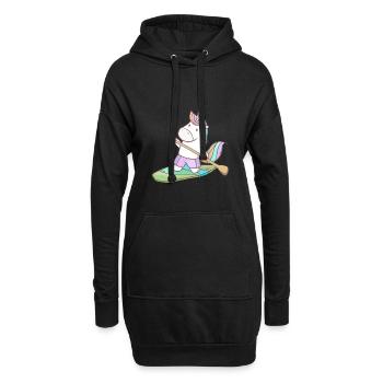 Stand up paddler stand up paddling unicorn licorne - Sweat-shirt à capuche long Femme - noir - Devant