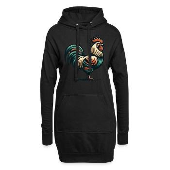 Rustikaler Hahnencharme - Hoodie-Kleid - Schwarz - Vorne