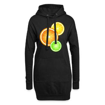 Zitrusfrüchte Orange Zitrone Limette - Hoodie-Kleid - Schwarz - Vorne