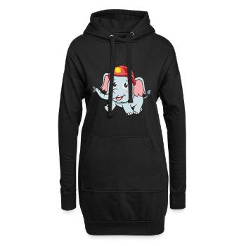 Süsser Elefant Feuerwehr - Hoodie-Kleid - Schwarz - Vorne