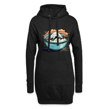 Délicieux bol de riz asiatique Bol de riz avec baguette - Sweat-shirt à capuche long Femme - noir - Devant