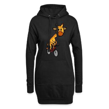 Radfahrende Giraffe - Hoodie-Kleid - Schwarz - Vorne