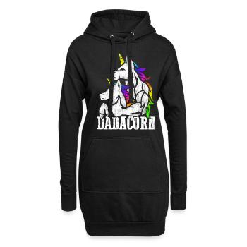 Papa de licorne musculaire et papa de Noël bébé fille - Sweat-shirt à capuche long Femme - noir - Devant