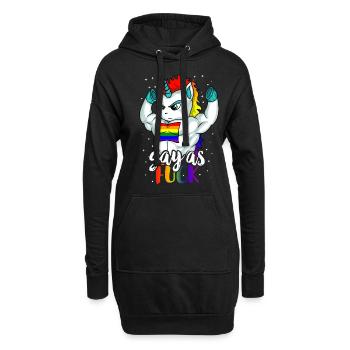 Gay As Fuck Pride Week Licorne Lesbienne Homosexuelle - Sweat-shirt à capuche long Femme - noir - Devant