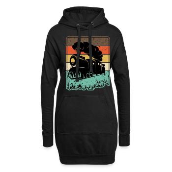 Train rétro - Sweat-shirt à capuche long Femme - noir - Devant