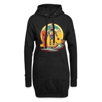 Robots sur la plage - Sweat-shirt à capuche long Femme - noir - Devant