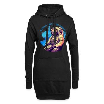 Paresseux dans l’espace avec lettrage - Sweat-shirt à capuche long Femme - noir - Devant