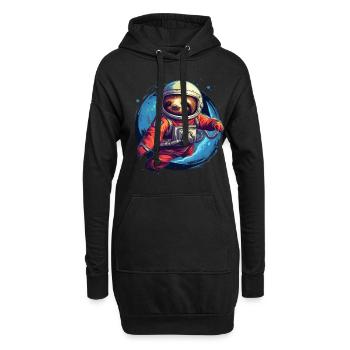 Faultier im All - Hoodie-Kleid - Schwarz - Vorne