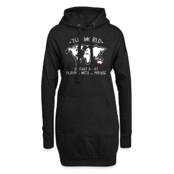 Chat disant humour drôle Le monde n’est qu’un chat - Sweat-shirt à capuche long Femme - noir - Devant