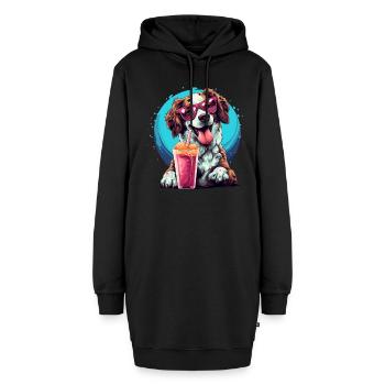 Chien heureux avec des lunettes de soleil - Sweat-shirt à capuche long Femme - noir - Devant