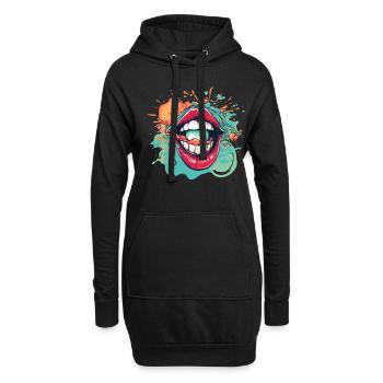 Sexy Bouche Embrasser les lèvres Trippy psychédélique - Sweat-shirt à capuche long Femme - noir - Devant