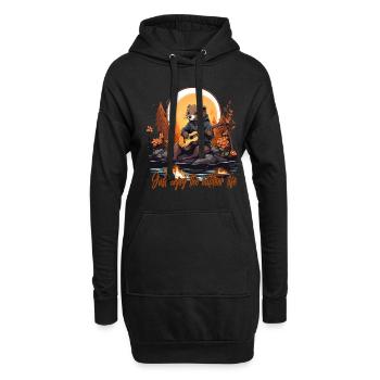 Otter mit Schriftzug - Hoodie-Kleid - Schwarz - Vorne