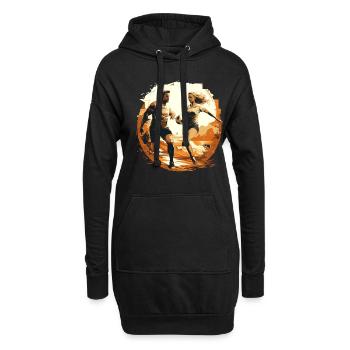 Strandvolleyball-Abenteuer: Volleyball Paar am son - Hoodie-Kleid - Schwarz - Vorne