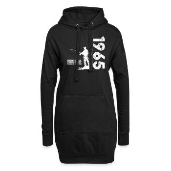 60ème Anniversaire Pêcheur Pêche 1965 Millésime 1965 - Sweat-shirt à capuche long Femme - noir - Devant