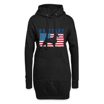 Bretagne Épagneul Chien Breton - Sweat-shirt à capuche long Femme - noir - Devant