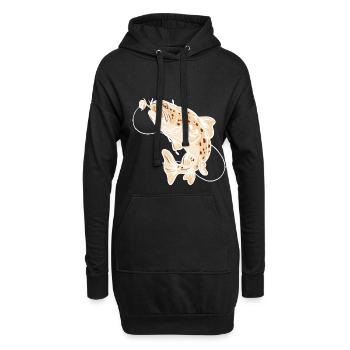Fisch Angeln - Hoodie-Kleid - Schwarz - Vorne