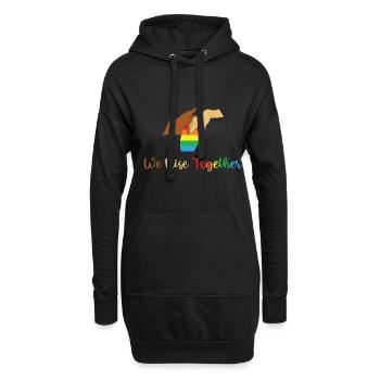 LBGT Flag Gay Pride Human Nous nous levons togheter - Sweat-shirt à capuche long Femme - noir - Devant