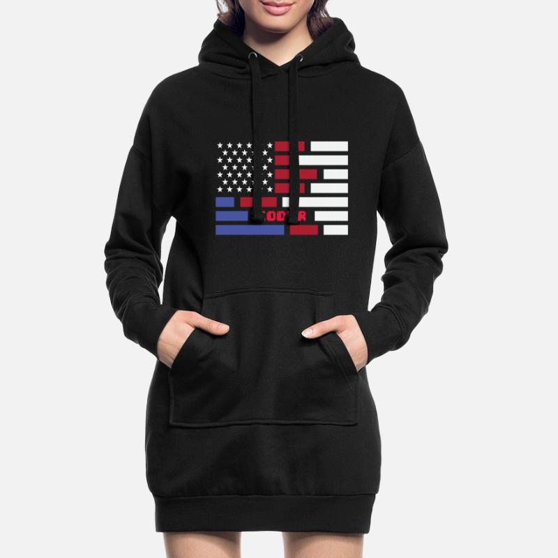 American Flag Coder Coding Computer Nerd Sweat-shirt à capuche long Femme