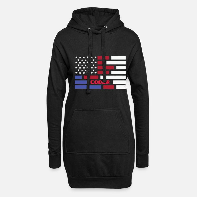 American Flag Coder Coding Computer Nerd - Hoodie-Kleid - Schwarz
