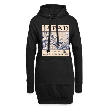 Japon Histoire démon tsunami - Sweat-shirt à capuche long Femme - noir - Devant