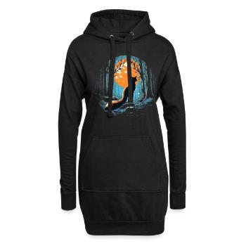 Fuchs Wald Mond Fabel Mythisch Märchen - Hoodie-Kleid - Schwarz - Vorne