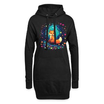 Fox Forest Moon Fable, conte de fées mythique - Sweat-shirt à capuche long Femme - noir - Devant