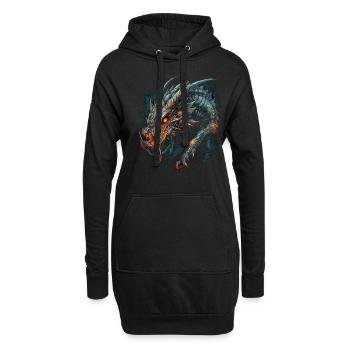 Drache mystisch Lindwurm Monster Ungeheuer Biest - Hoodie-Kleid - Schwarz - Vorne