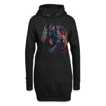 Drache mystisch Lindwurm Monster Ungeheuer Biest - Hoodie-Kleid - Schwarz - Vorne