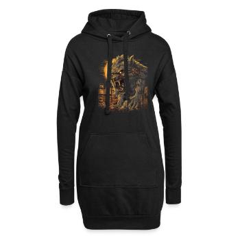 Hund Wolf Werwolf Cerberus Höllenhund mythos - Hoodie-Kleid - Schwarz - Vorne