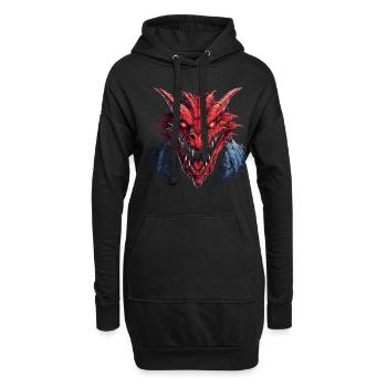 Drache mystisch Lindwurm Monster Ungeheuer Biest - Hoodie-Kleid - Schwarz - Vorne