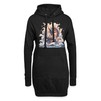 Drache mystisch Lindwurm Monster Ungeheuer Biest - Hoodie-Kleid - Schwarz - Vorne