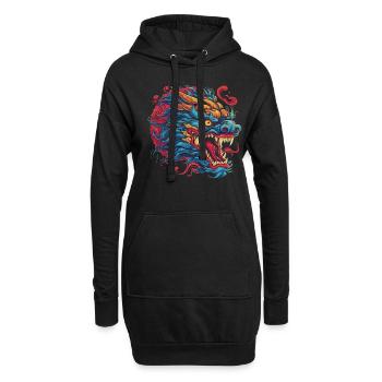 Drache mystisch Lindwurm Monster Ungeheuer Biest - Hoodie-Kleid - Schwarz - Vorne