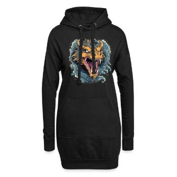 Drache mystisch Lindwurm Monster Ungeheuer Biest - Hoodie-Kleid - Schwarz - Vorne