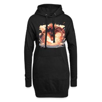 Drache mystisch Lindwurm Monster Ungeheuer Biest - Hoodie-Kleid - Schwarz - Vorne