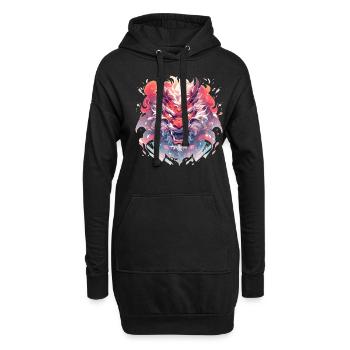 Drache mystisch Lindwurm Monster Ungeheuer Biest - Hoodie-Kleid - Schwarz - Vorne
