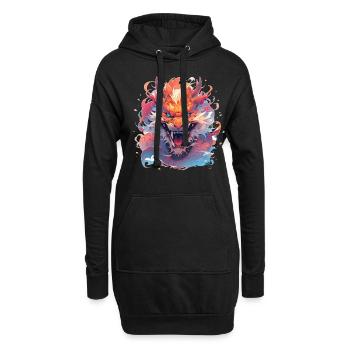Drache mystisch Lindwurm Monster Ungeheuer Biest - Hoodie-Kleid - Schwarz - Vorne