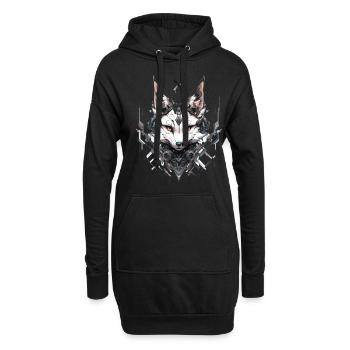 Mecha Tier Tiger Wolf Fuchs Dino Bär Cyborg - Hoodie-Kleid - Schwarz - Vorne