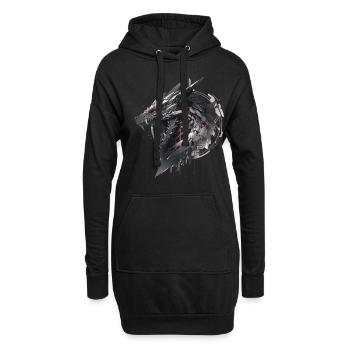 Mecha Tier Tiger Wolf Fuchs Cyborg Wildschwein - Hoodie-Kleid - Schwarz - Vorne
