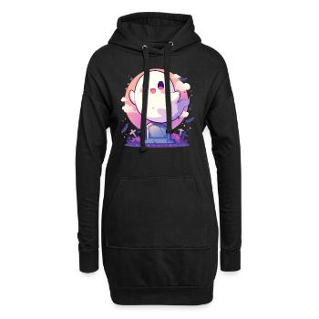 Halloween | Niedlicher Geist spuckt auf Friedhof - Hoodie-Kleid - Schwarz - Vorne