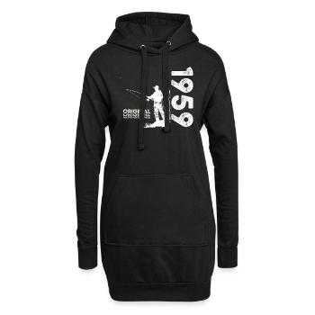 65ème Anniversaire Pêcheur Pêche 1959 Millésime 1959 - Sweat-shirt à capuche long Femme - noir - Devant