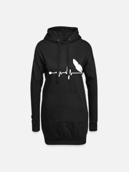 Writer Heartbeat - Hoodie-Kleid - Schwarz