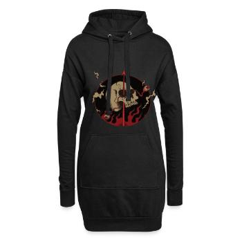 Totenkopf - Hoodie-Kleid - Schwarz - Vorne