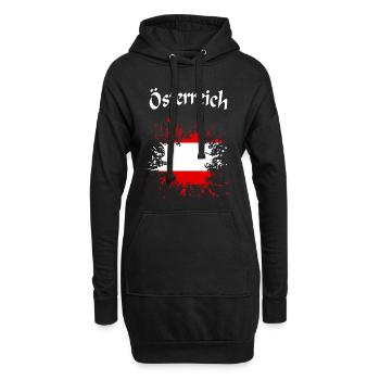 Österreich Kleks Flagge - Hoodie-Kleid - Schwarz - Vorne