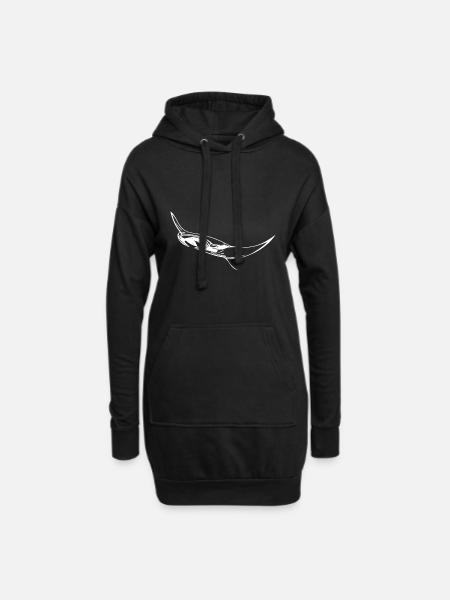 Eleganter schwimmender Mantarochen - Hoodie-Kleid - Schwarz