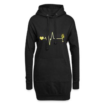 Rasieren Barber Puls Herz Liebe - Hoodie-Kleid - Schwarz - Vorne